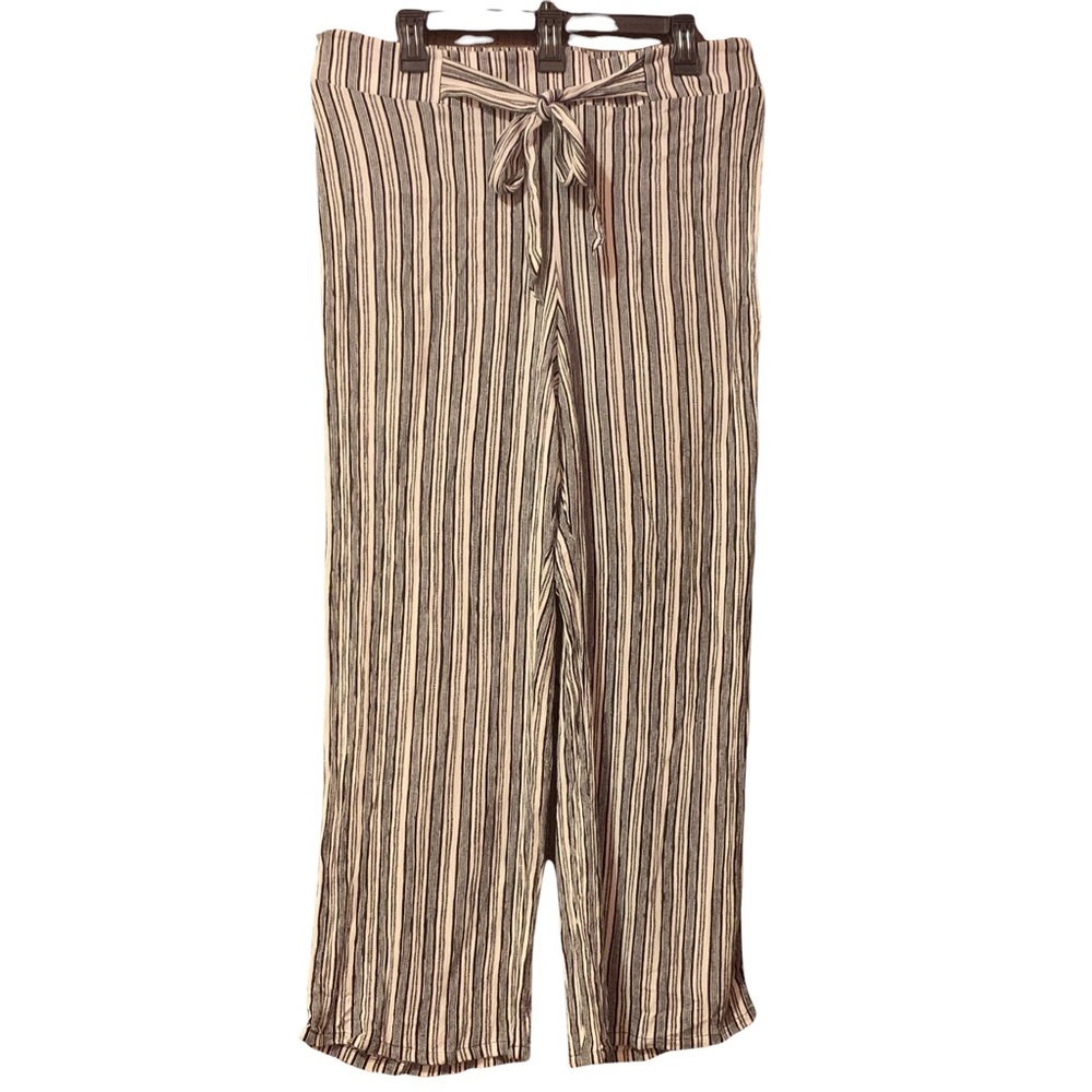 Alyx Pants Size XL Wide Legs Black & White Striped Decorative Tie Front